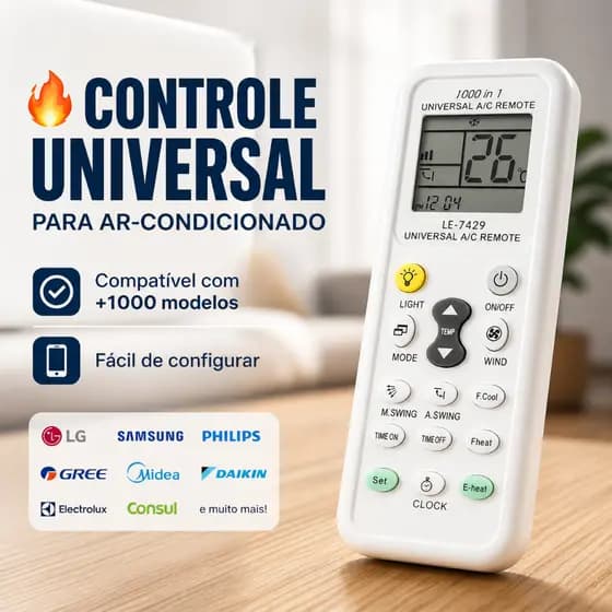Controle Remoto Universal de Ar Condicionado Universal Branco Compatível LG, Samsung ,Panasonic