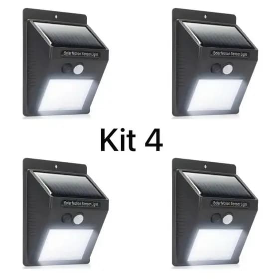 Luminária Solar Parede 30 Led Com Sensor Presença Jardim Externa Prova D'água Movimento