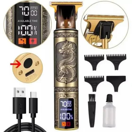 Máquina Cortar Cabelo Barba Acabamento Detalhe Profissional Sem Fio Recarregável