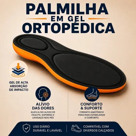 Palmilha Gel Ortopédica Alivia Dores Nos Pés Anatômica Para Várias Horas de Trabalho