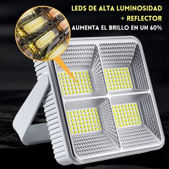 Refletor Solar LED Recarregável Iluminação de emergência Acampamento ao ar livre Luz Portátil
