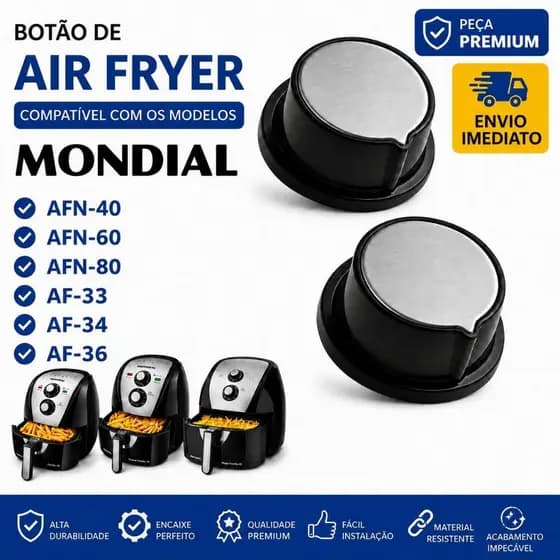 Kit 2 Botão Timer Knob Air Fryer Mondial Af-33 Af-34 AF-36