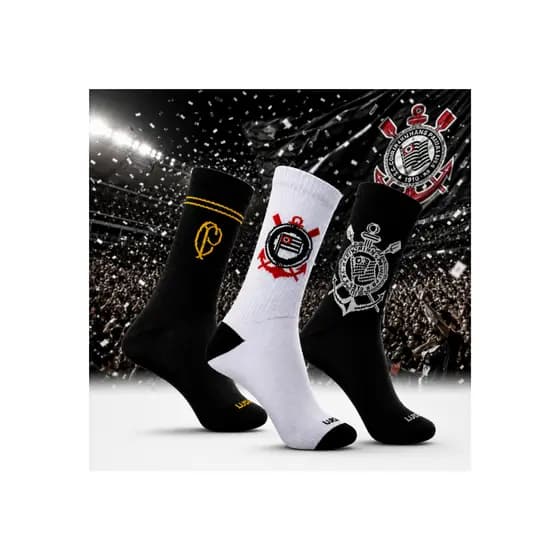 Meia masculina do Corinthians casual esportiva