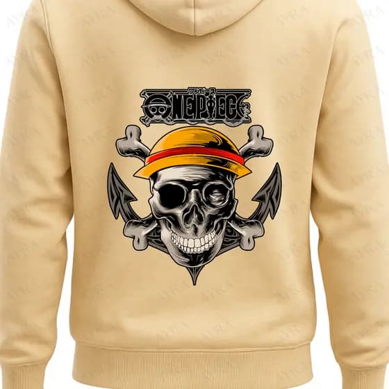 Moletom Luffy One Piece Estampado Canguru Capuz Unissex Flanelado Inverno
