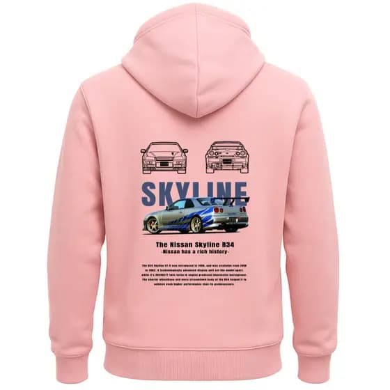 Moletom Skyline JDM Premium Estampa Traseira Canguru Capuz Inverno