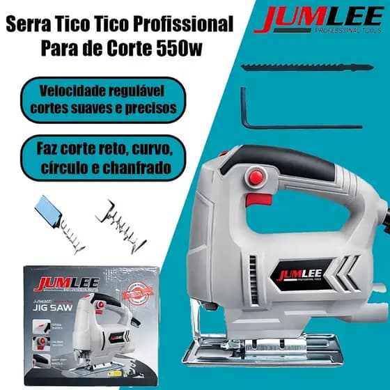 Serra Tico-Tico Profissional Jumlee 110V Branco / 220V Azul Motor Potente com LED e Velocidade