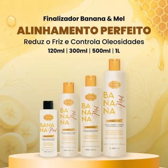 Finalizador Banana e Mel Hidratação Brilho e Controle de Frizz Lisso Cosméticos