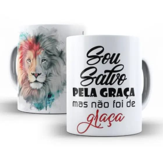Caneca Evangélica Jesus Leão De Judá Yeshua Salmo Porcelana para Presente Xícara