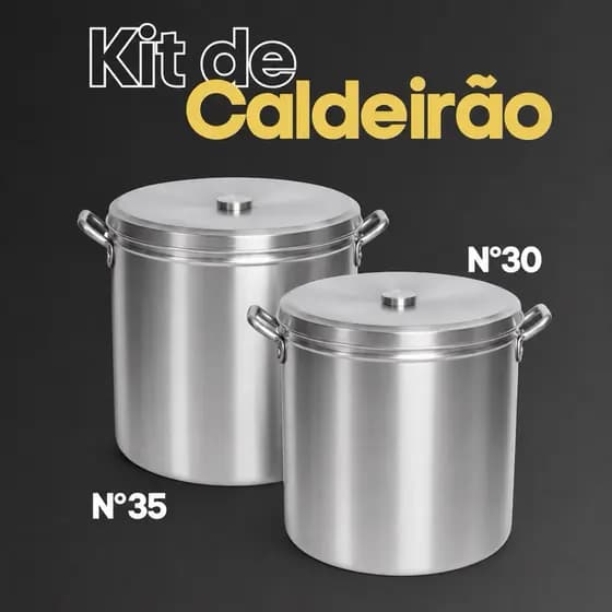 Jogo 2 Caldeirão Hotel N 30 35 Panela Grande Alumínio Linha Industrial