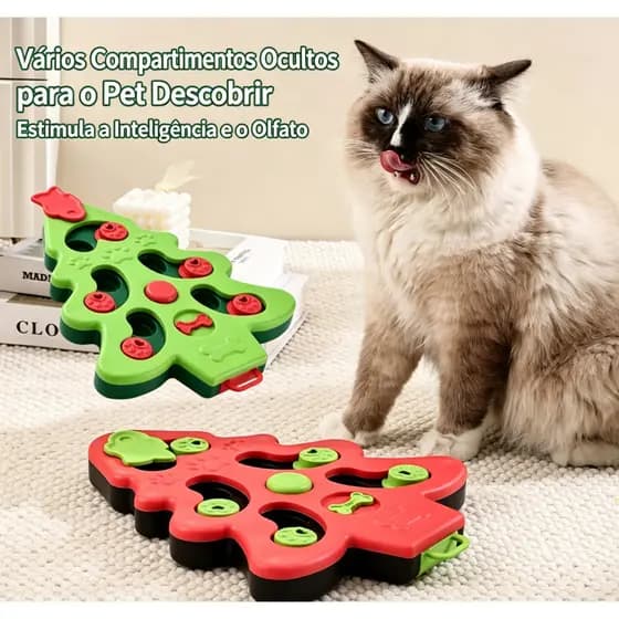 Forma de árvore de natal Pet cheirando brinquedos educativos de comida faltante, gatos cães aliviar o tédio comida lenta