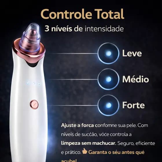 Removedor de Cravos e espinhas a Vácuo Limpeza de pele profunda Sucção nariz rosto sem dor