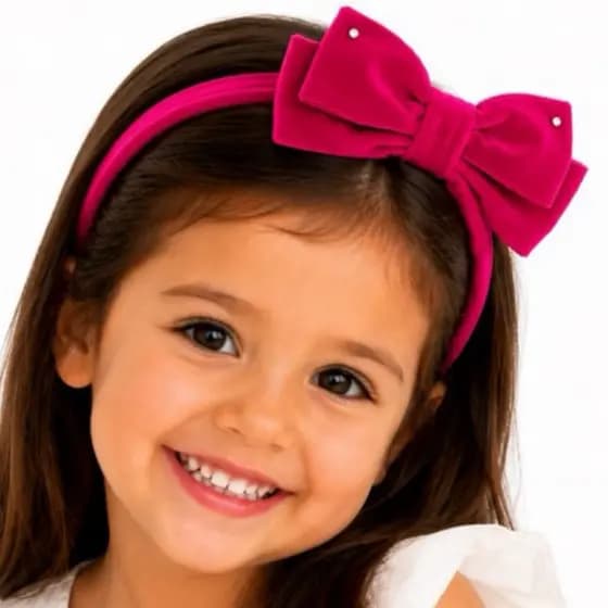 Tiara infantil laço de veludo com brilho várias cores