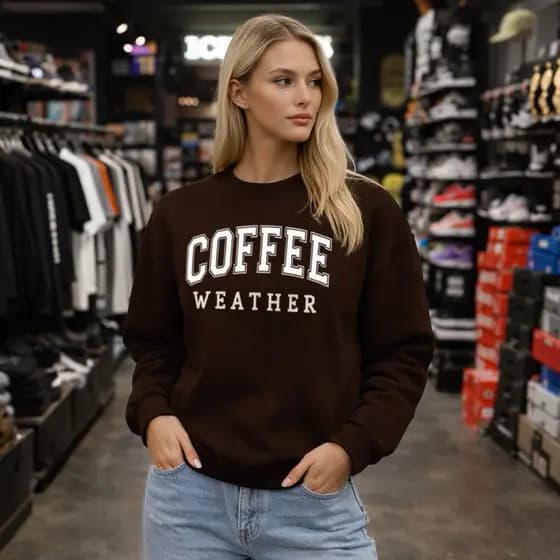 Moletom Careca Coffee Weather Gola Redonda Casaco Masculino Feminino Flanelado blusa de frio algodão