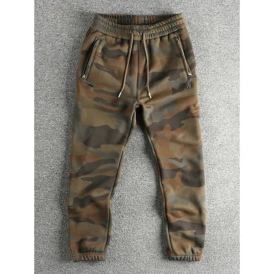 Outono inverno engrossado americano Casual camuflagem calças magro-ajuste Street wear esportes Leggings Sweatpants mascu
