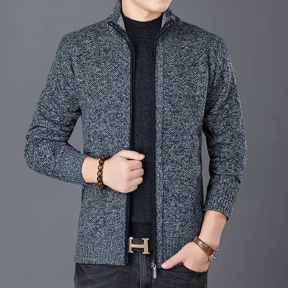 2023 outono inverno novo estilo masculino versão coreana malhas Cardigan camisola na moda bonito forro de lã engrossado