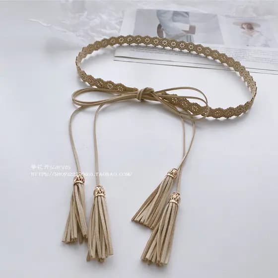 Boêmio Retro oco Mori saia cinto cintura corrente borla pingente calças decorativas cintura corda cinto