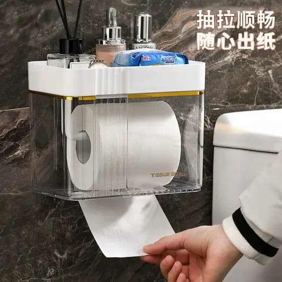 Caixa de tecido higiênico Rack de papel higiênico caixa de papel higiênico doméstico perfuração-livre criativo à prova d