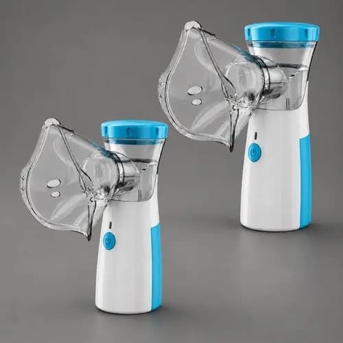 Kit 2 Nebulizadores Portátil Inalador De Mão Silencioso Branco E Azul Ultrassônico Recarregável