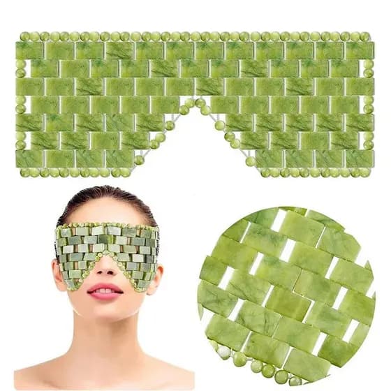 Máscara de Olhos de Jade Natural 8NZA, Massageador Refrescante, Ferramenta de Cuidado para os Olhos, Material de Pedra