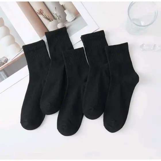 Meia Cano Alto Preta 35-40 Meia Preta Kit 3 6 12 Pares Masculina Feminina Conforto Elástica Uso Diário Trabalho Promoção