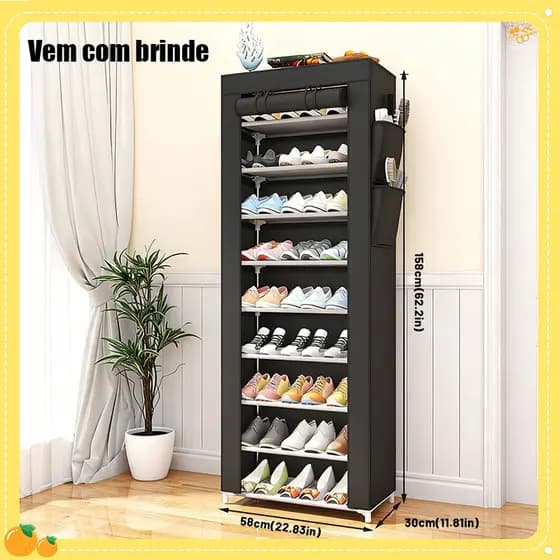 Rack de Sapatos de Tela 8/10 Andares Organizador Ajustável para Sapatos e Acessórios para Entrada e Quarto AL-045