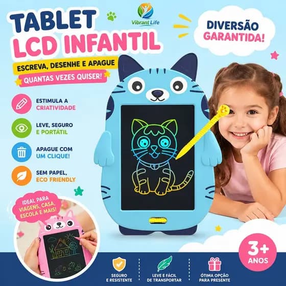 Tablet de Escrita LCD Infantil com Desenho Divertido | Quadro de Desenho Reutilizável para Crianças
