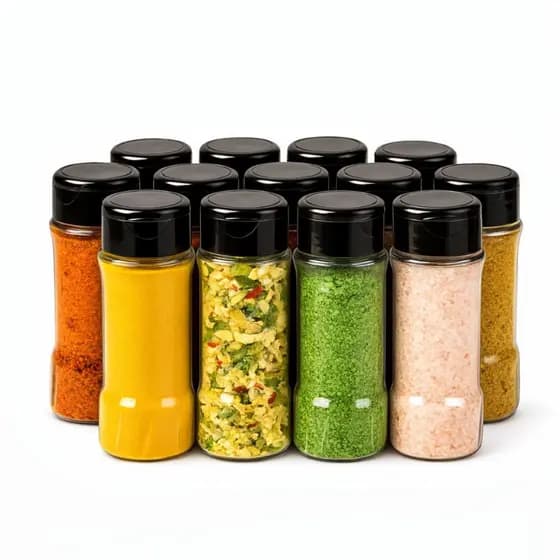 5 Potes Plástico Porta Mantimentos Organização Tampa Preta Multiuso Dosadora Prática Cozinha Enfeite