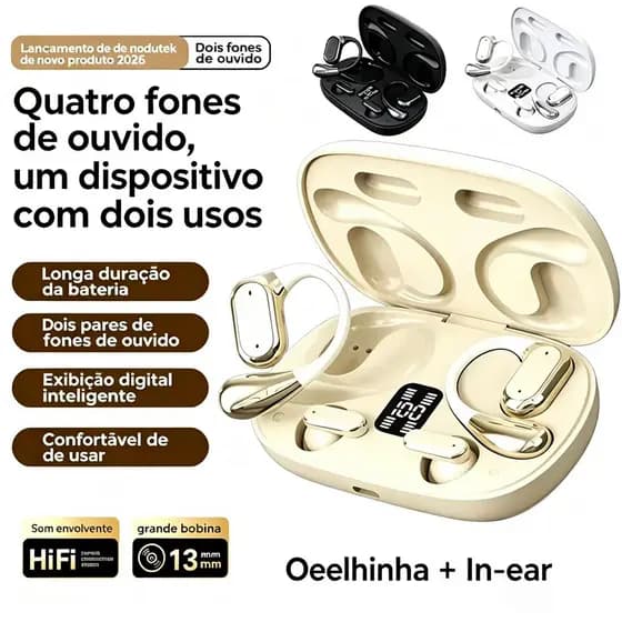 4 unidades Fones de Ouvido Bluetooth Sem Fio 5.4 Compatível com Android/iOS/iphone + Display de Carga -B6