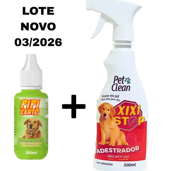 LOTE NOVO 03/2026 Adestrador Xixi Stop + Xixi Aqui Pet Clean 500 mL para Cães e Gatos