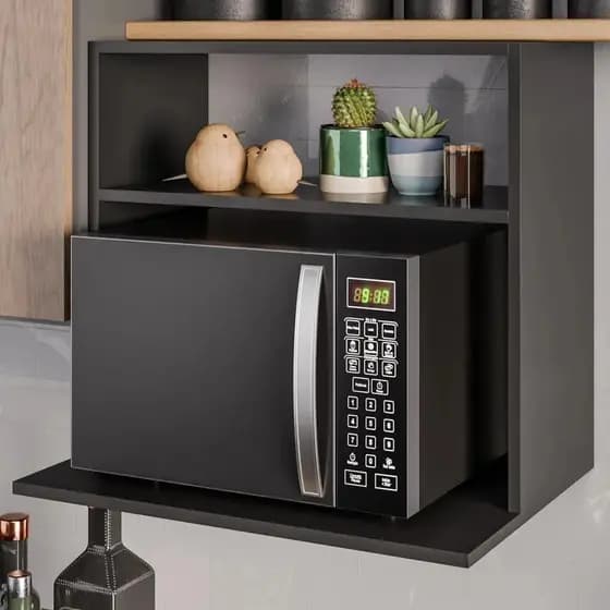 Suporte para Micro-ondas ou Forno Suspenso e Nicho Luara Preto