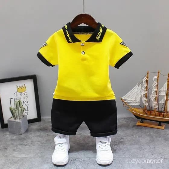 top Infantil + Calça Conjunto De 2 Peças , Camiseta De Manga Curta De Verão Para Meninos , Roupas De Bebê Crianças
