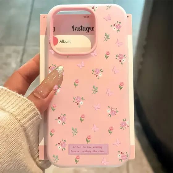 Capa 2 Em 1 Para IPhone 13 11 12 14 15 16 17 16e Normal Pro Max Air Rosa Impressão Capinha