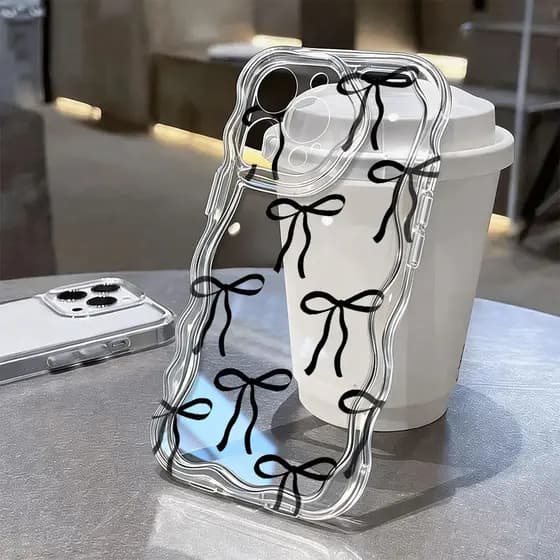 Capa Transparente Para IPhone 17 16 15 14 13 12 11 Plus Pro Max Ar Normal Preto Arcos Caso