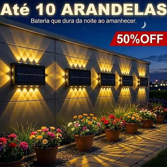 Luminária Solar LED com Sensor de Movimento Luz Forte Impermeável Jardim