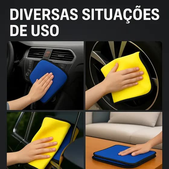 Painel De Microfibra Flanela 30x40cm 600GSM Dupla Face Premium Para Limpeza Automotiva De Carro E Motocicleta