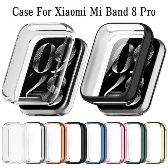 TPU Caso Macio Para Xiaomi Mi Banda 8 Pro Protetor De Tela Capa Completa Escudo Pára-Choques Acessórios Smartwatch