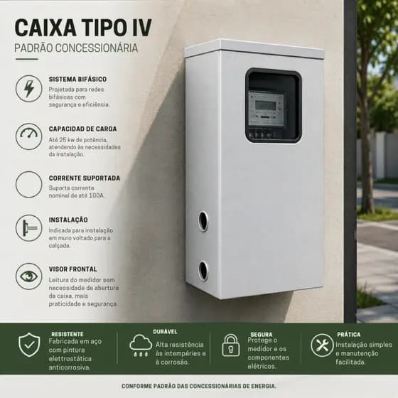Caixa Tipo IV Bifásica com Visor para Medidor – Padrão Concessionária
