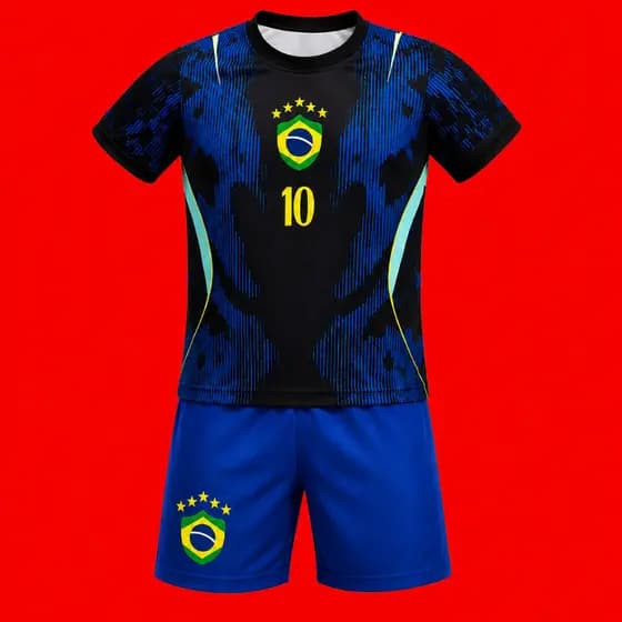 Kit Conjunto Camisa e Short Brasil infantil juvenil