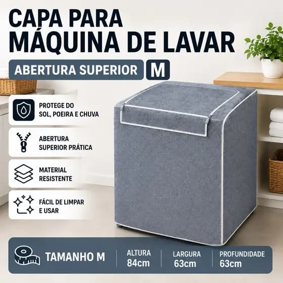 CAPA PARA MÁQUINA de Lavar Impermeável ZÍPER Todos Tamanhos Pra Electrolux Brastemp Consul Colormaq
