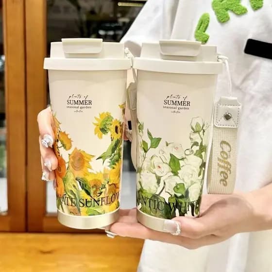 Xícara de café lírio do vale, alto valor, 316, copo térmico duplo de aço inoxidável, forro cerâmico, copo térmico para c