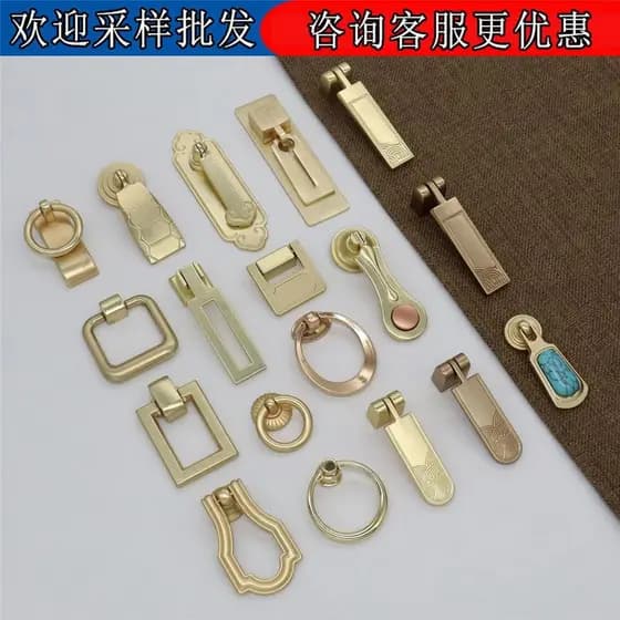 Novo estilo chinês único furo alça de cobre antigo redondo armário puxar anel gaveta guarda-roupa maçaneta da porta Retr