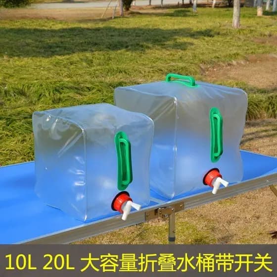 Balde transparente dobrável multiuso 20L para exterior Bolsa de água portátil Balde de aparelho para saco de água
