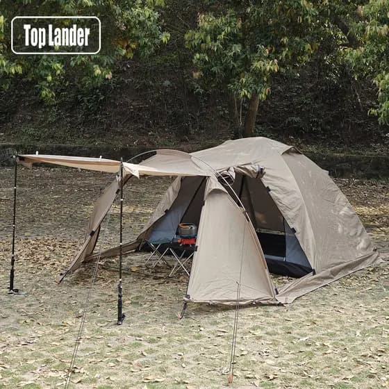Barraca de túnel de acampamento ao ar livre extensível cúpula tenda à prova de chuva retardador de chama dupla camada um