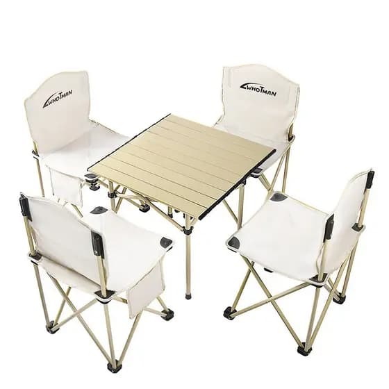 Conjunto de cadeira de mesa dobrável ao ar livre portátil liga alumínio piquenique ovo rolo mesa armazenamento combinaçã