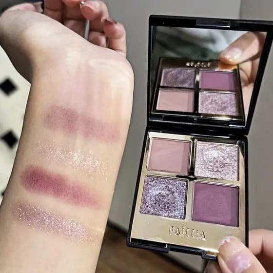 Cinza Legal Roxo!!Paleta de sombras de quatro cores 2026 novo estilo fumado fino piscando lantejoulas peroladas piscando