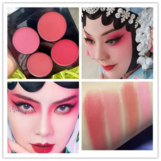 Paleta de Blush de quatro cores com lâmpada pequena, paleta de maquiagem multifuncional, pó de contorno, destaque, combi