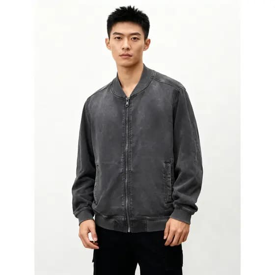 Jaqueta de beisebol masculina outono capaz JEANS jaqueta masculina tamanho pequeno lavado malha pequena berinjela