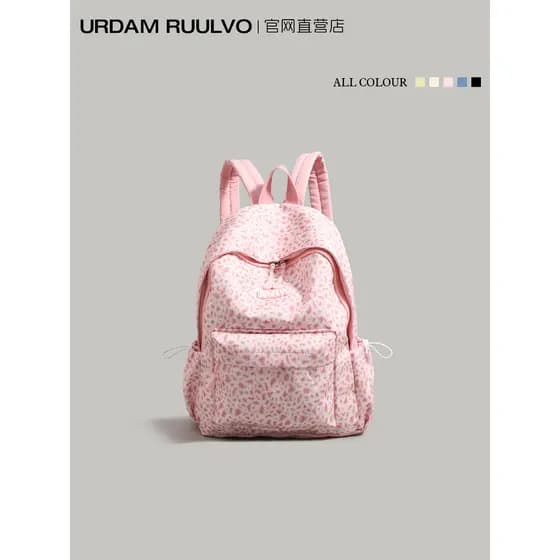 UR rosa leopardo impressão mochila feminina 2026 novo estilo grande capacidade estudante do ensino médio mochila leve mo