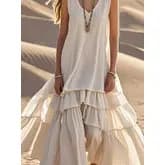Vestido Feminino Solto Sem Mangas Branco