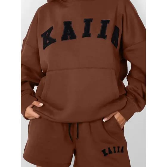 Conjunto Feminino Com Capuz E shorts Casual Femininos